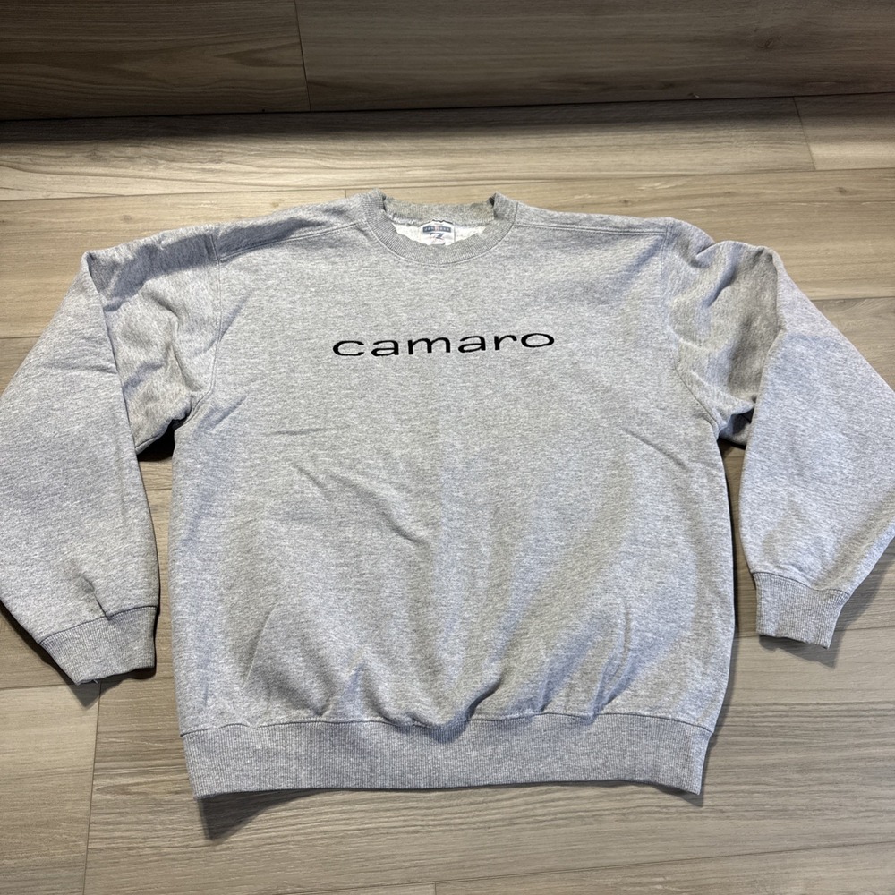 Vintage Camaro‎ Jerzees Crewneck Sweatshirt Gray Embroidered Sz L Fits Small